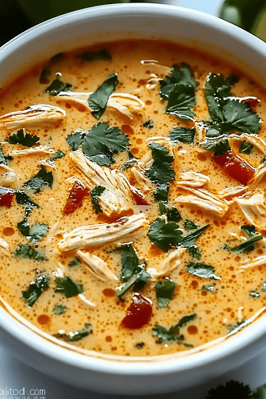 Crockpot Thai Chicken Soup slice on plate showing perfect texture and swirl pattern