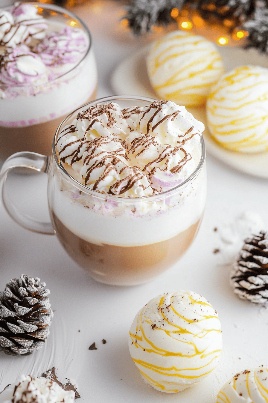 Eggnog hot chocolate bombs slice on plate showing perfect texture and swirl pattern