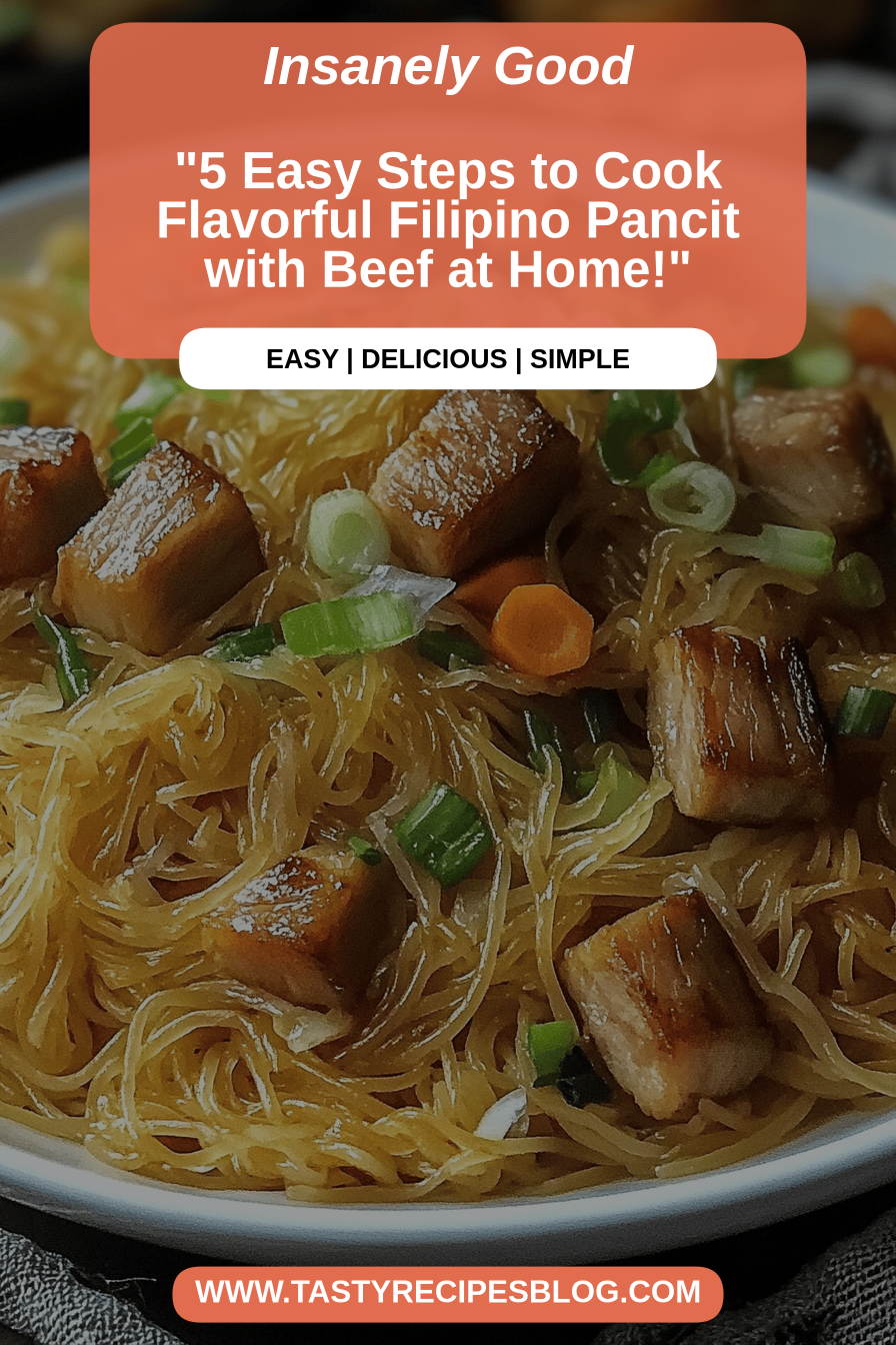 Filipino Pancit Recipe final dish beautifully presented and ready to serve