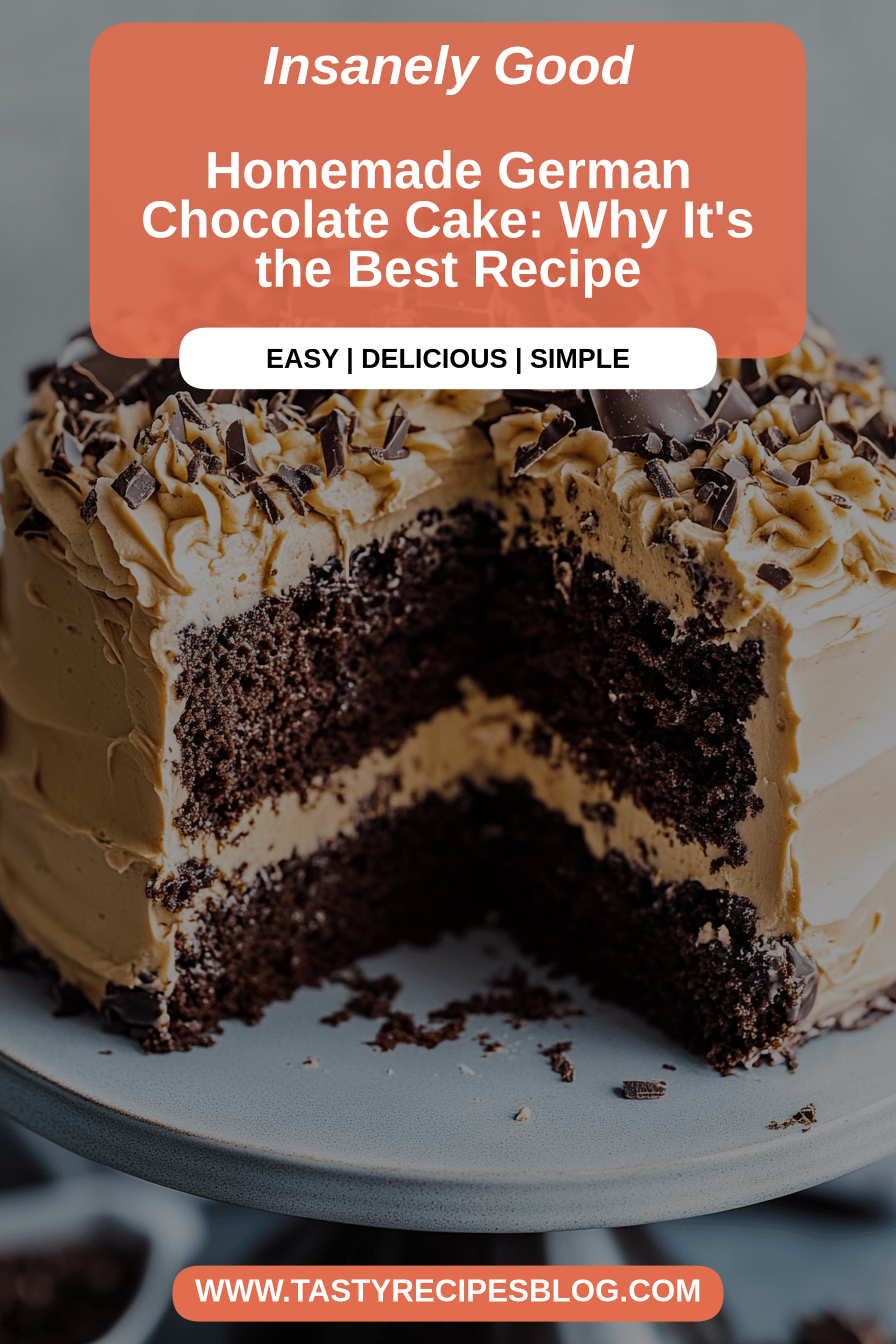 German Chocolate Cake final dish beautifully presented and ready to serve