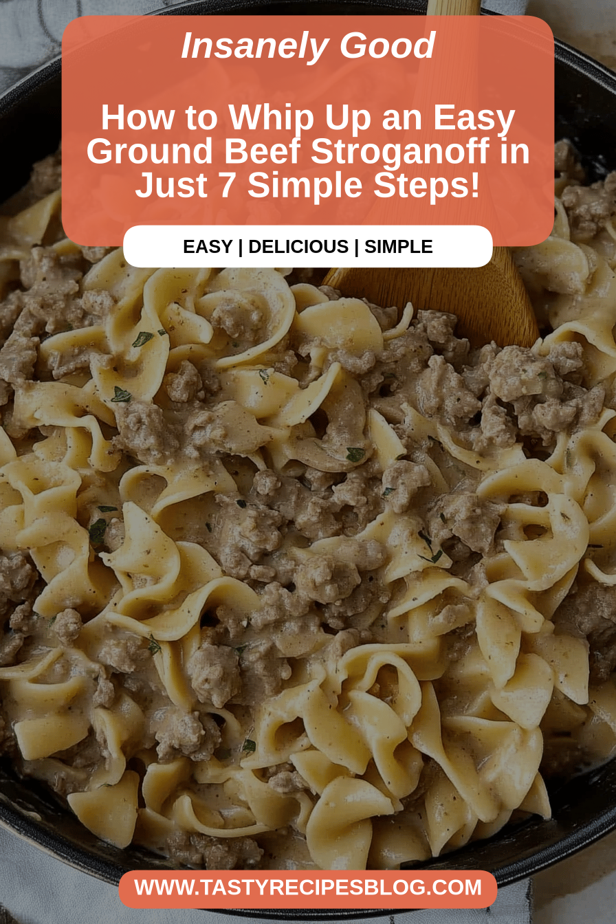Ground Beef Stroganoff final dish beautifully presented and ready to serve