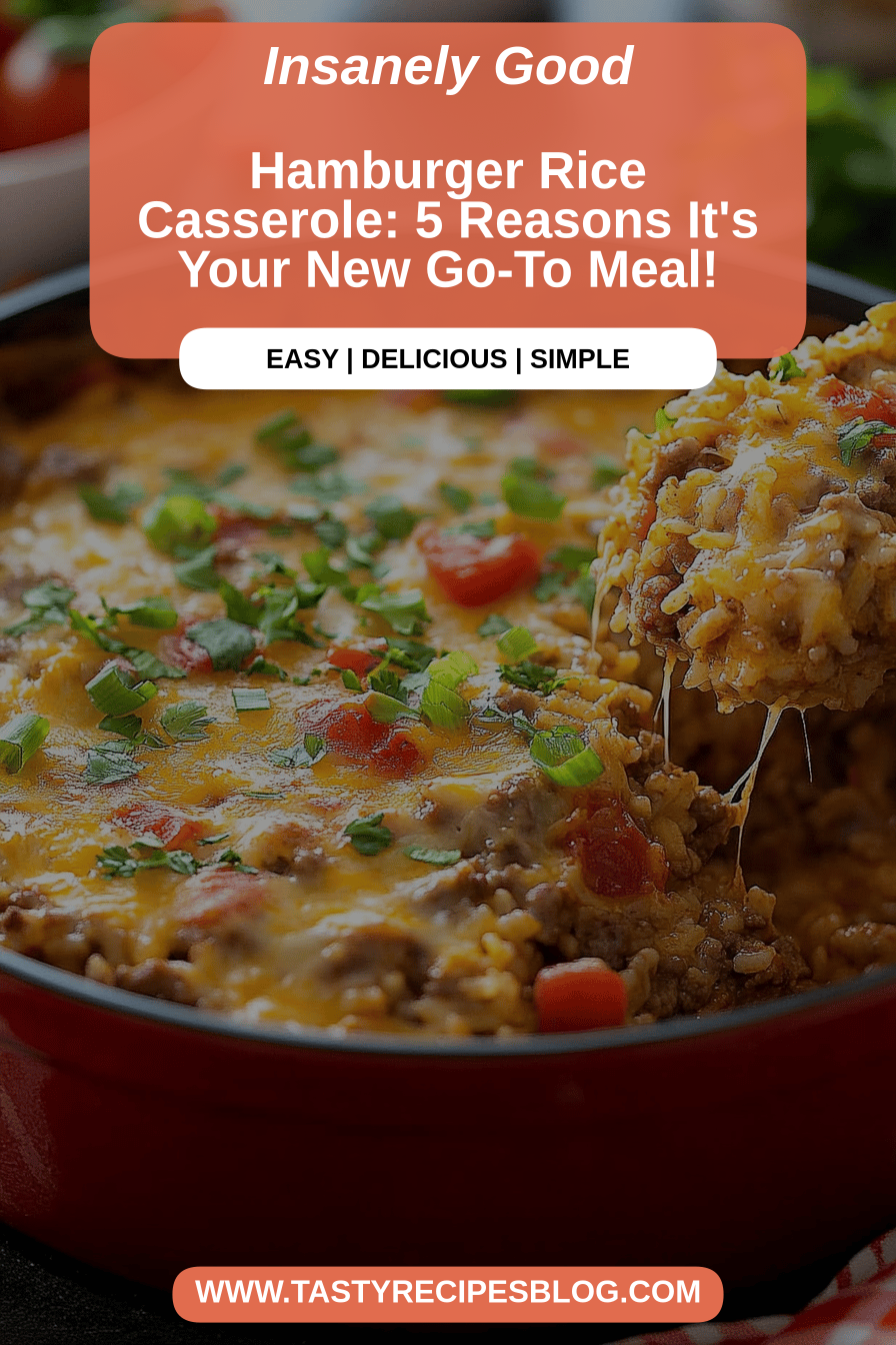 Hamburger Rice Casserole final dish beautifully presented and ready to serve