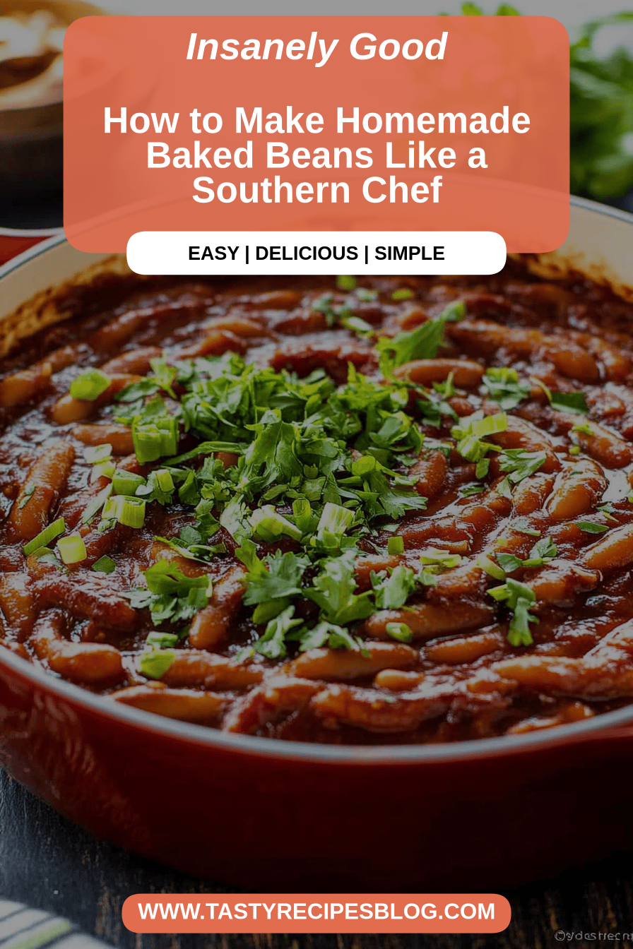 Homemade Baked Beans final dish beautifully presented and ready to serve