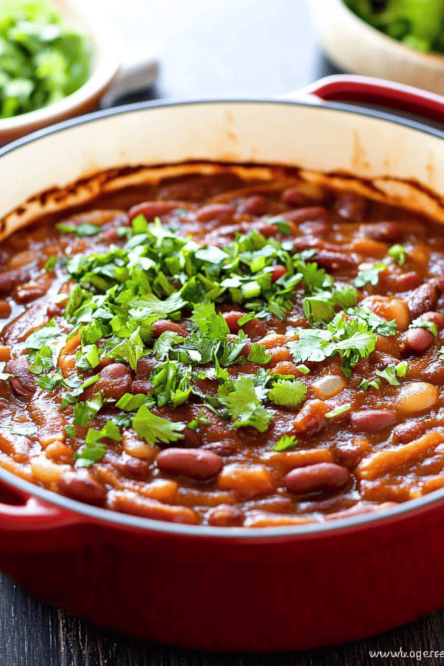 Homemade Baked Beans slice on plate showing perfect texture and swirl pattern
