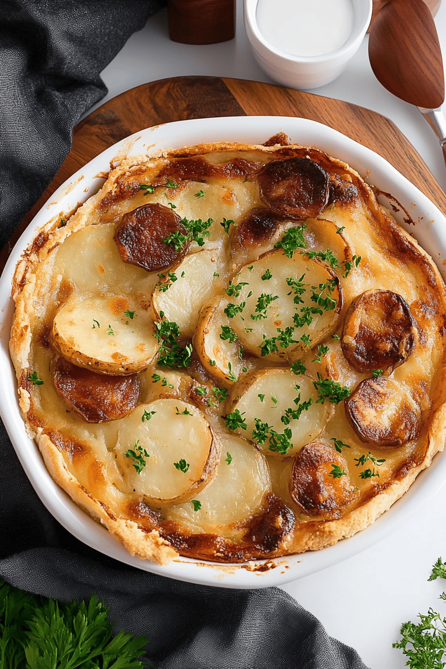 Irish potato pie ingredients organized and measured on kitchen counter