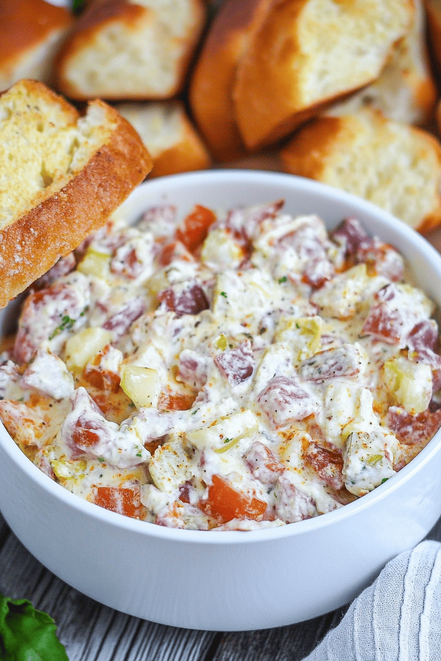 Italian hoagie dip slice on plate showing perfect texture and swirl pattern