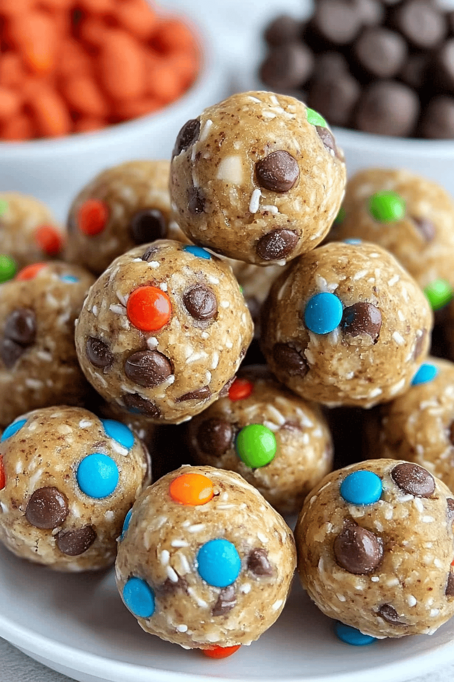 Monster Cookie Energy Balls ingredients organized and measured on kitchen counter