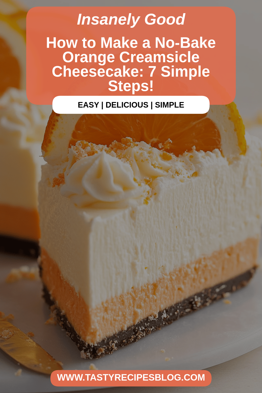 No-Bake Orange Creamsicle Cheesecake final dish beautifully presented and ready to serve