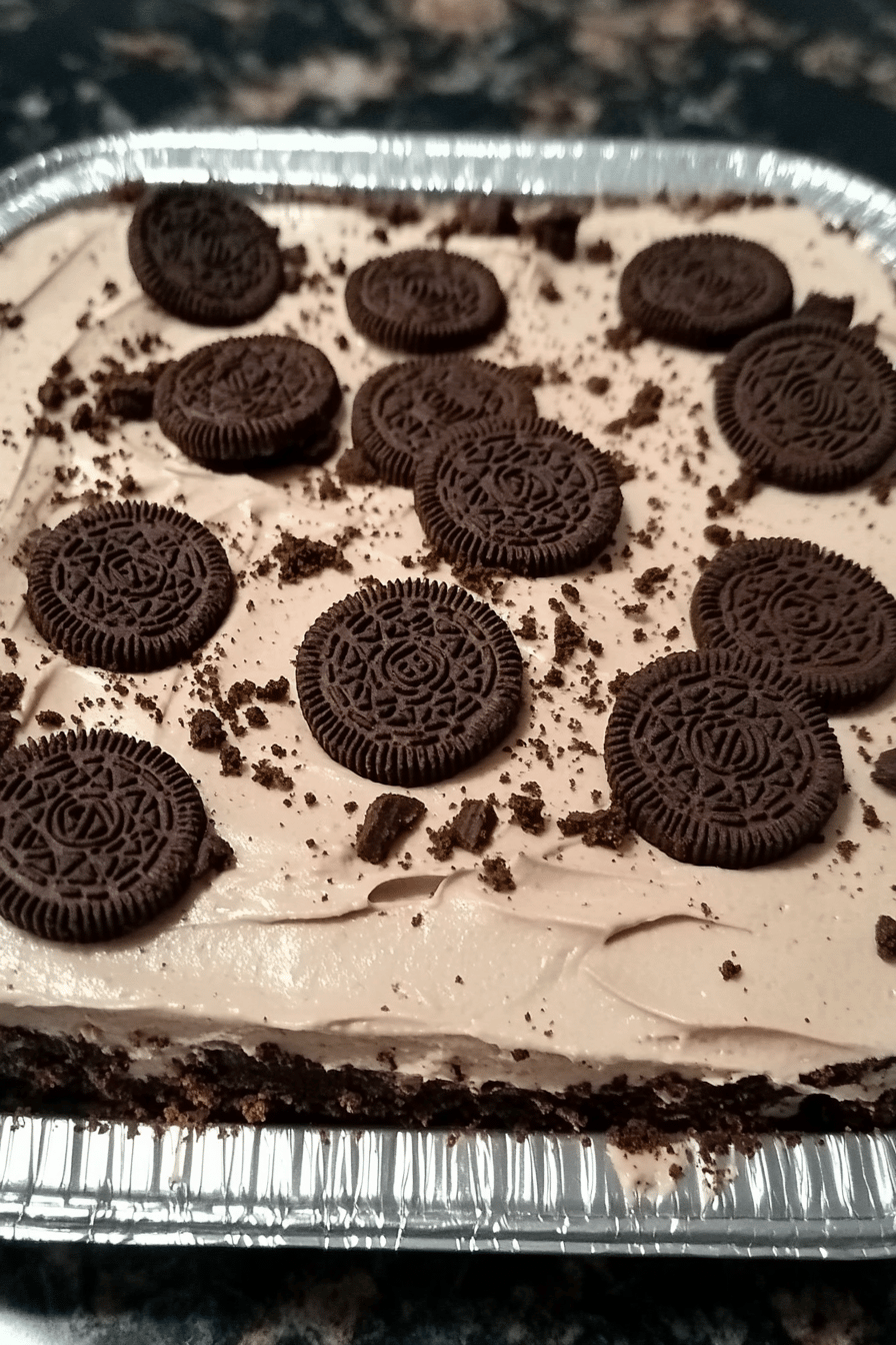 Oreo Mud Pie Recipe ingredients organized and measured on kitchen counter