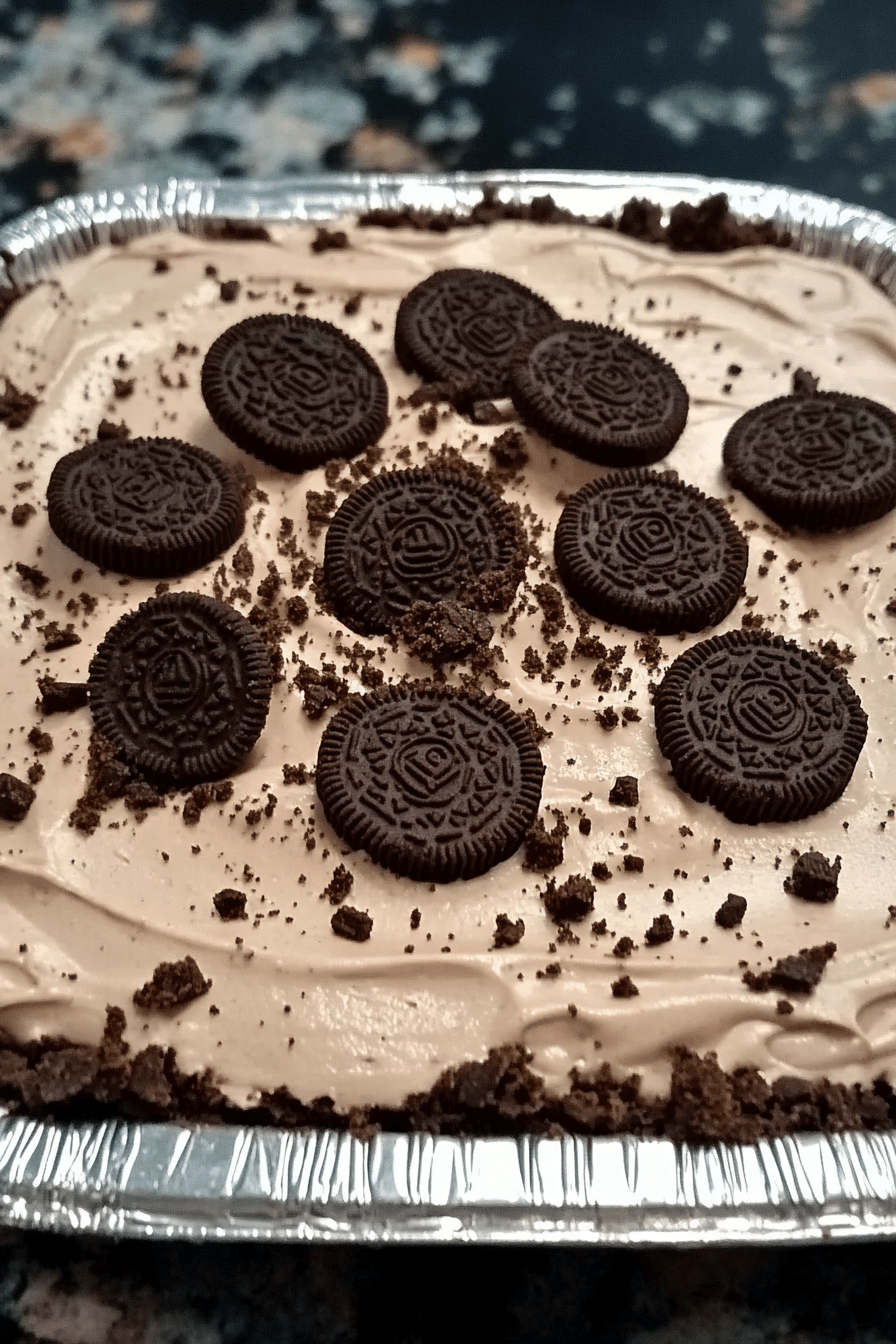 Oreo Mud Pie Recipe slice on plate showing perfect texture and swirl pattern