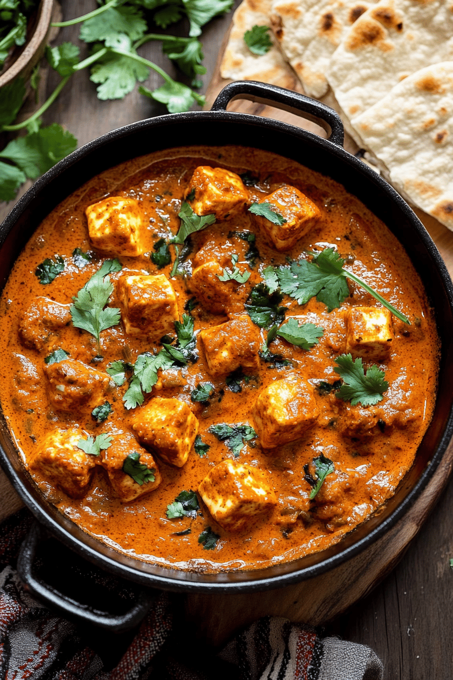 Paneer curry ingredients organized and measured on kitchen counter
