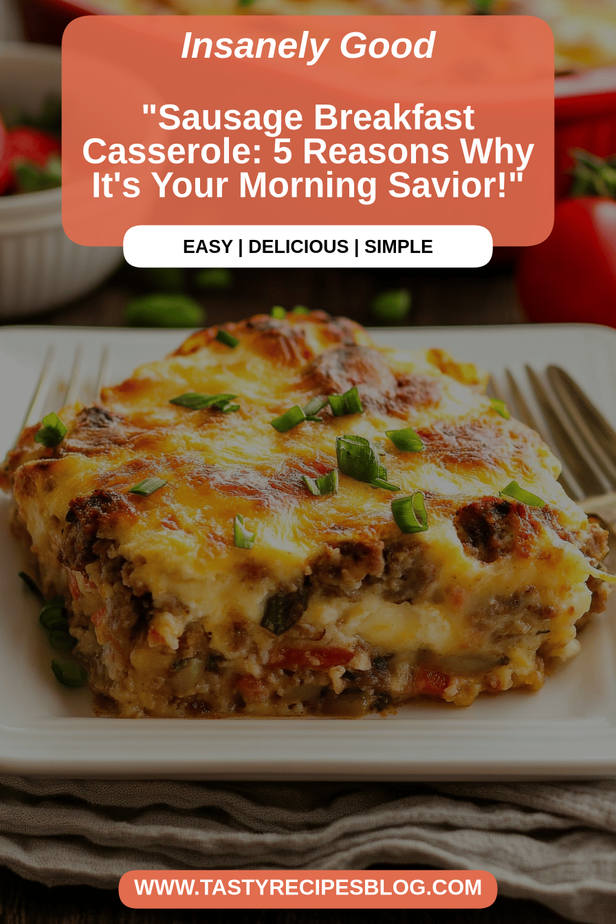 Sausage Breakfast Casserole final dish beautifully presented and ready to serve