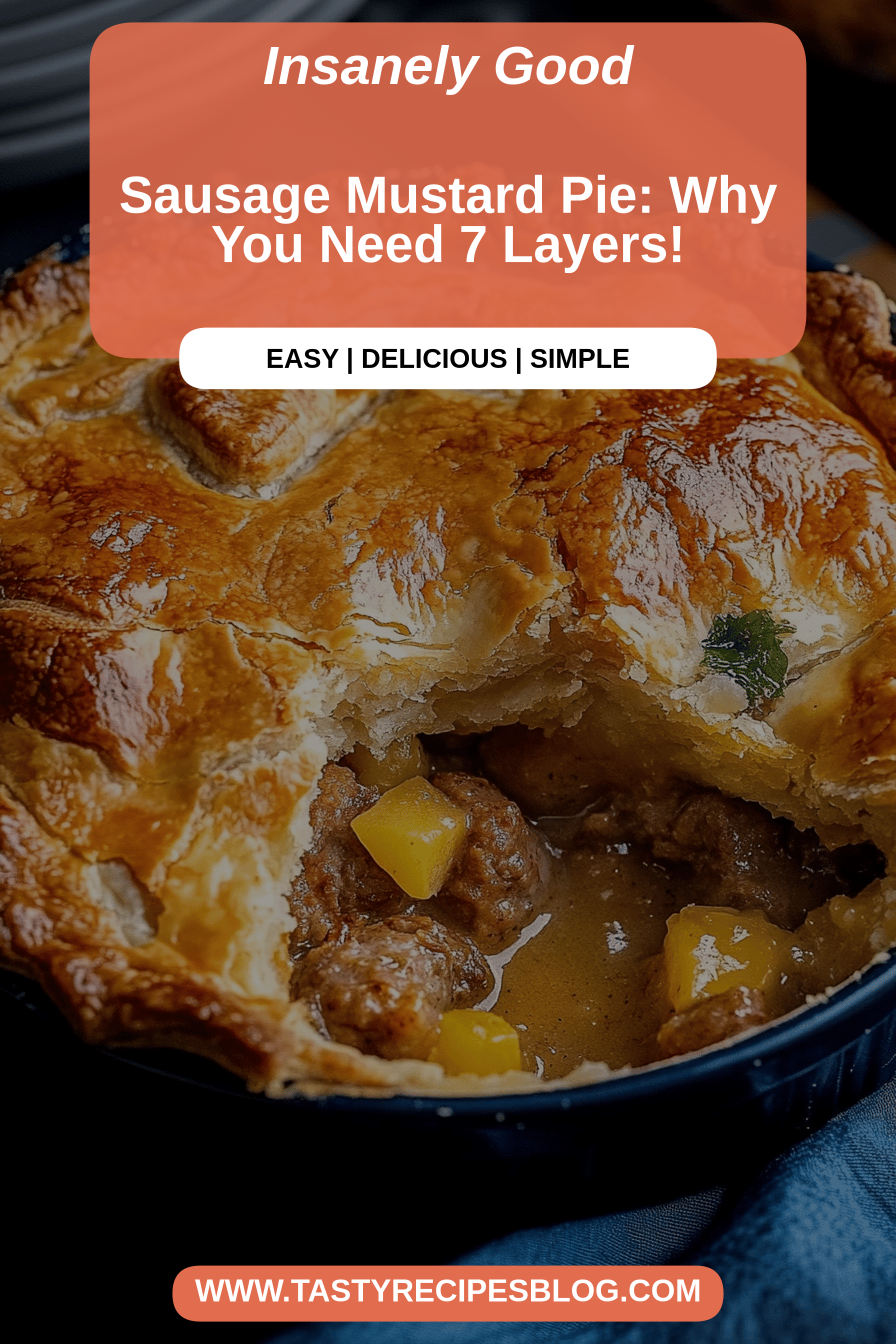 Sausage mustard pie final dish beautifully presented and ready to serve