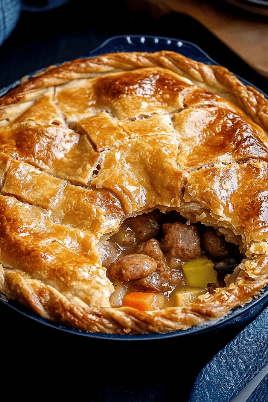 Sausage mustard pie slice on plate showing perfect texture and swirl pattern