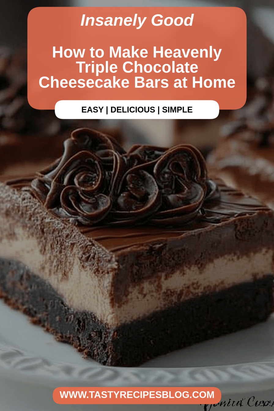 Triple Chocolate Cheesecake Bars final dish beautifully presented and ready to serve