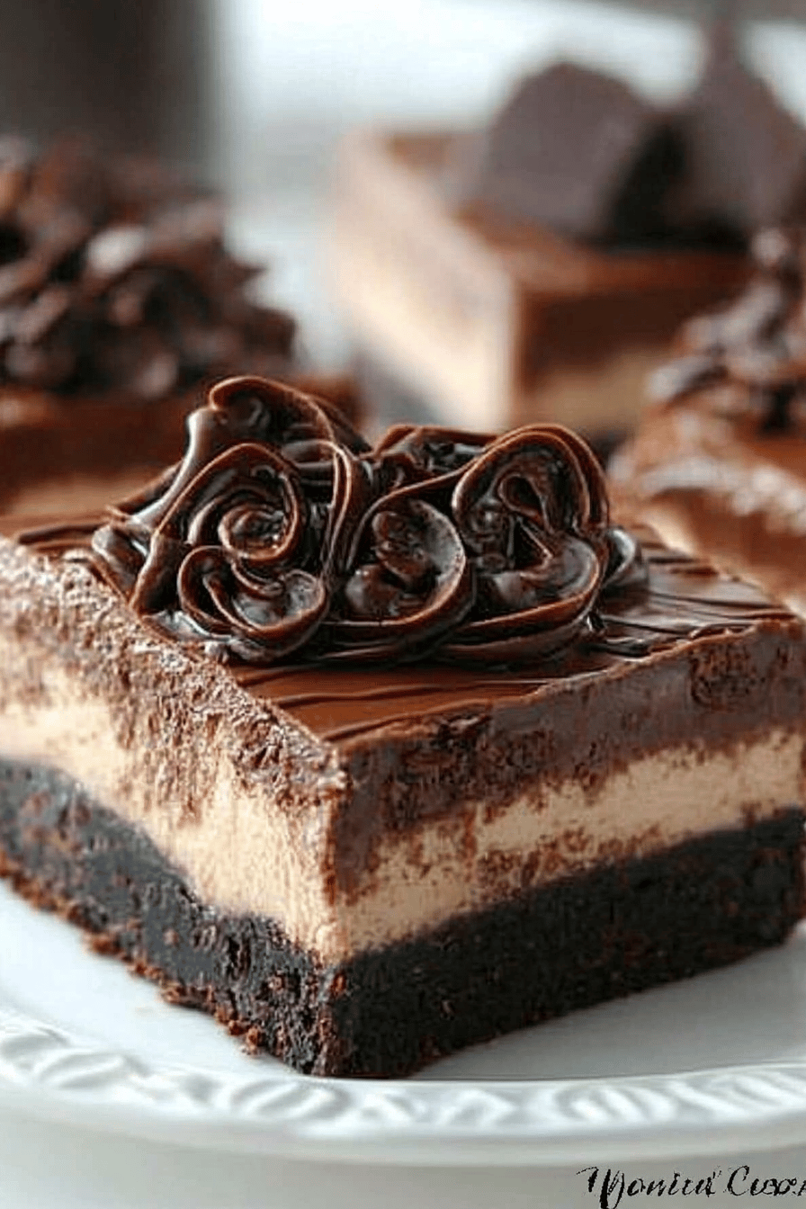 Triple Chocolate Cheesecake Bars ingredients organized and measured on kitchen counter