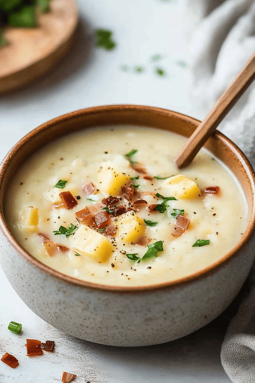 baked potato soup ingredients organized and measured on kitchen counter