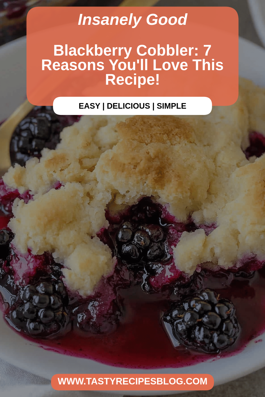A perfectly baked blackberry cobbler, golden brown and bubbling, served in a rustic dish.