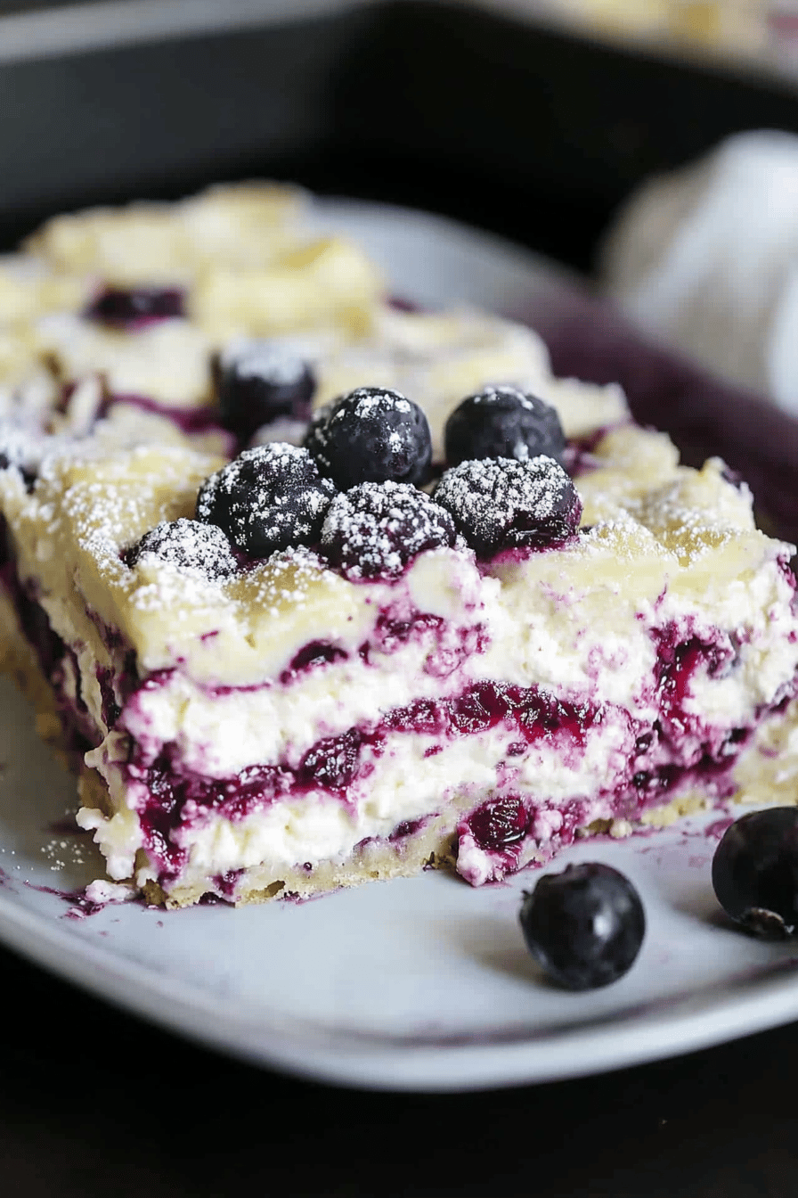 blueberry cheesecake lasagna ingredients organized and measured on kitchen counter
