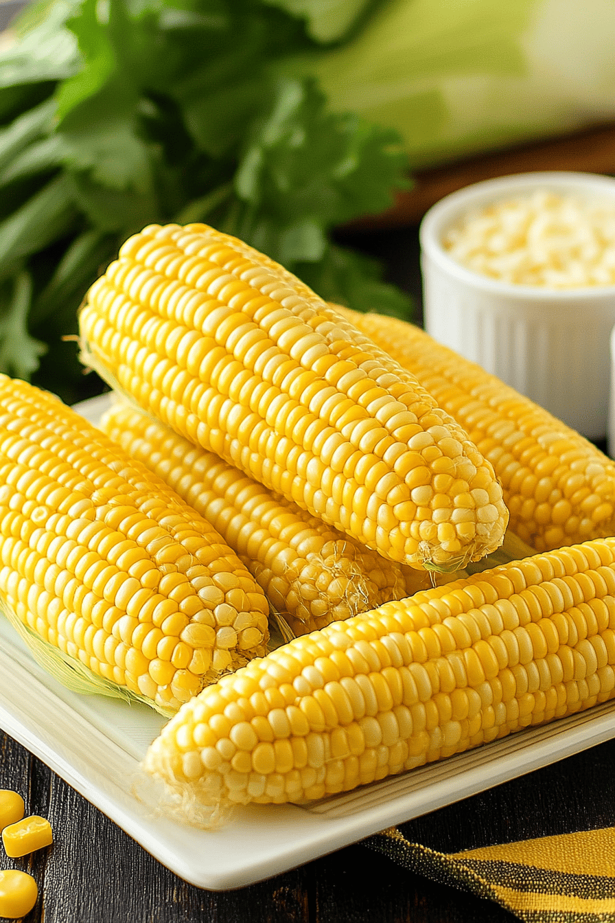 boil corn on the cob slice on plate showing perfect texture and swirl pattern