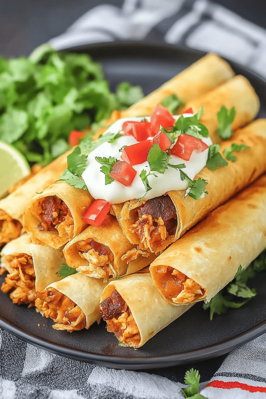 chicken flautas ingredients organized and measured on kitchen counter