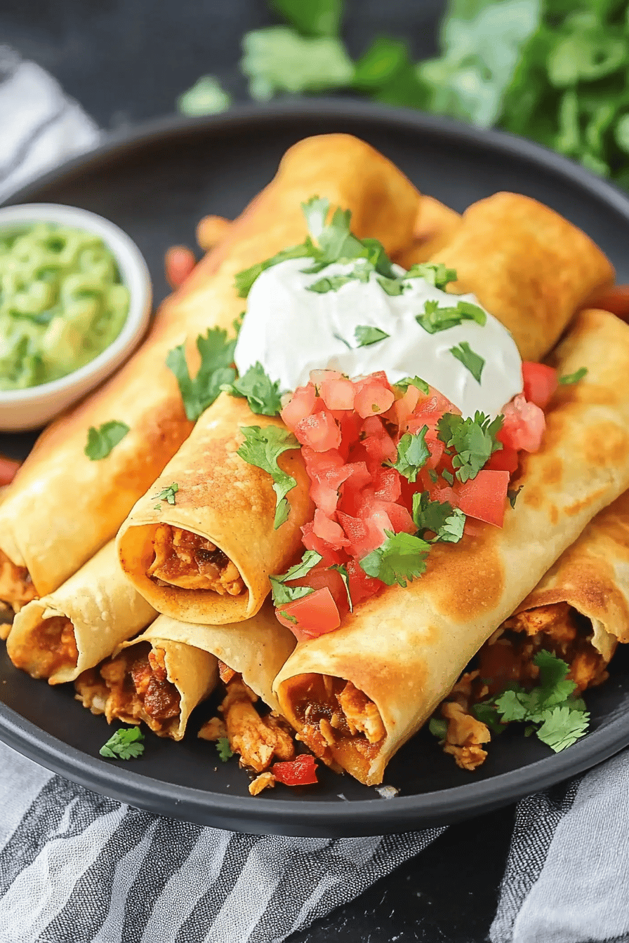 chicken flautas slice on plate showing perfect texture and swirl pattern