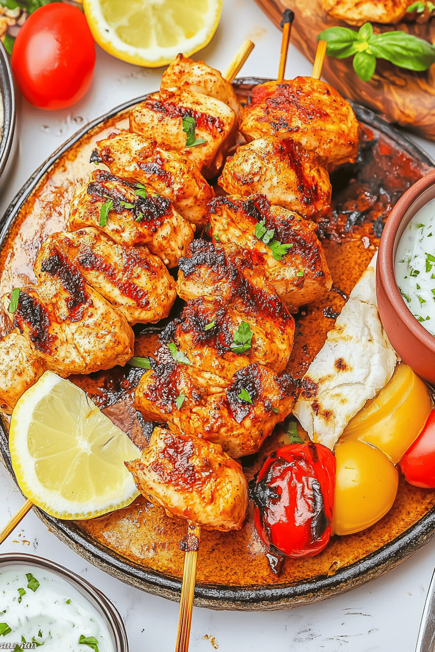 chicken kabobs slice on plate showing perfect texture and swirl pattern