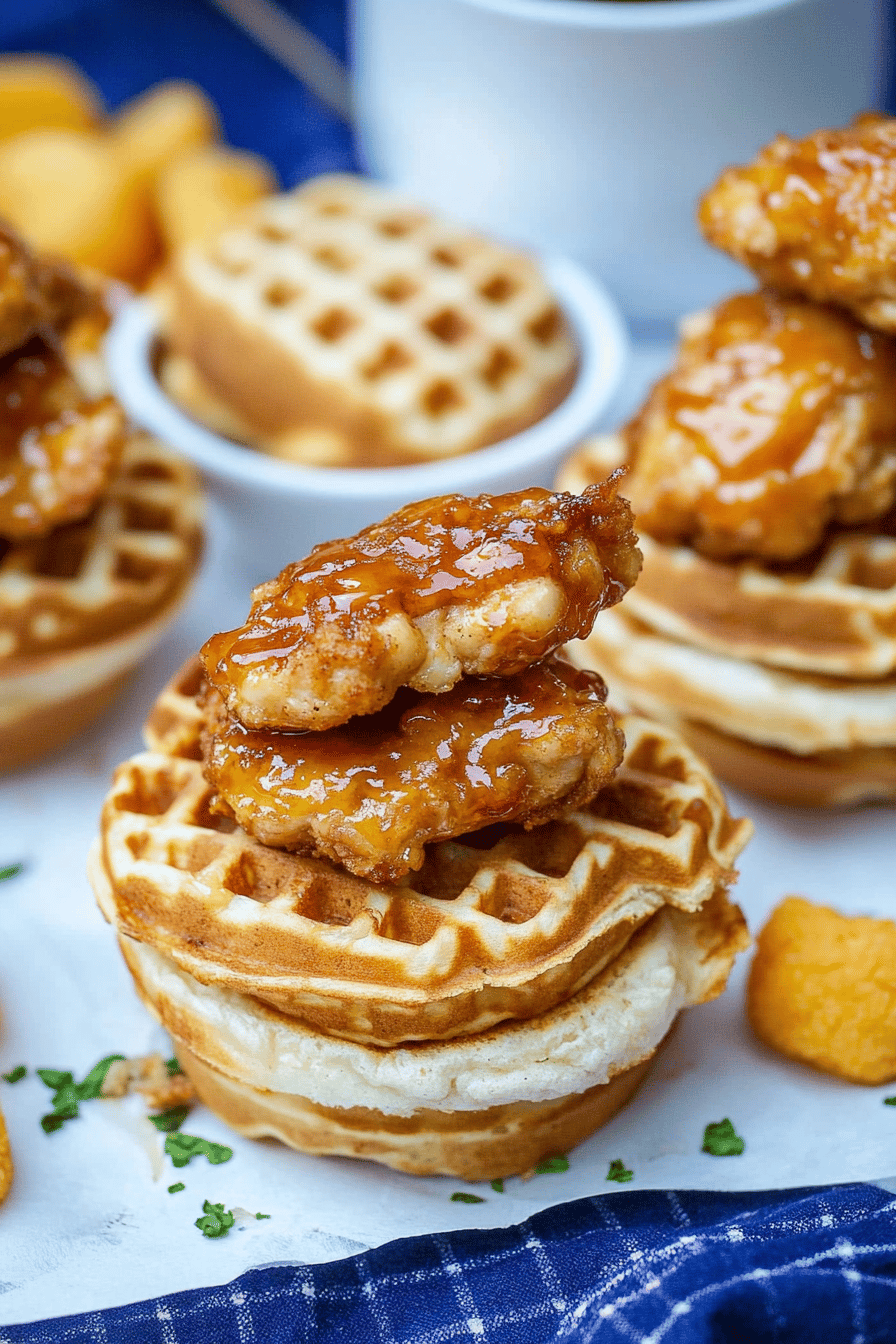 chicken waffle sliders ingredients organized and measured on kitchen counter