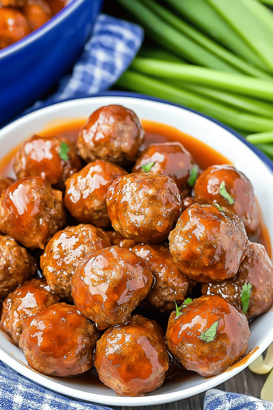 crockpot meatballs ingredients organized and measured on kitchen counter