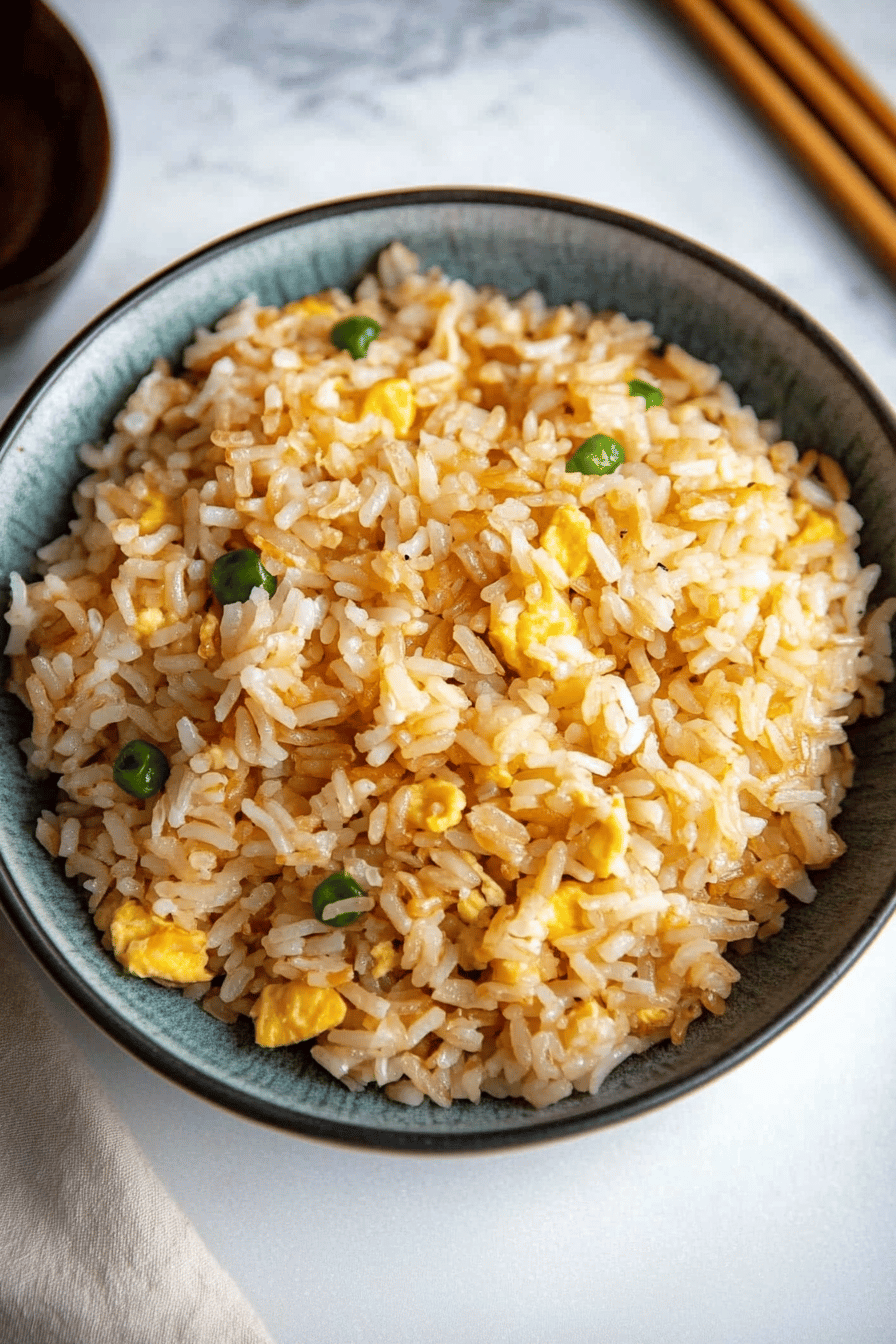 egg fried rice ingredients organized and measured on kitchen counter