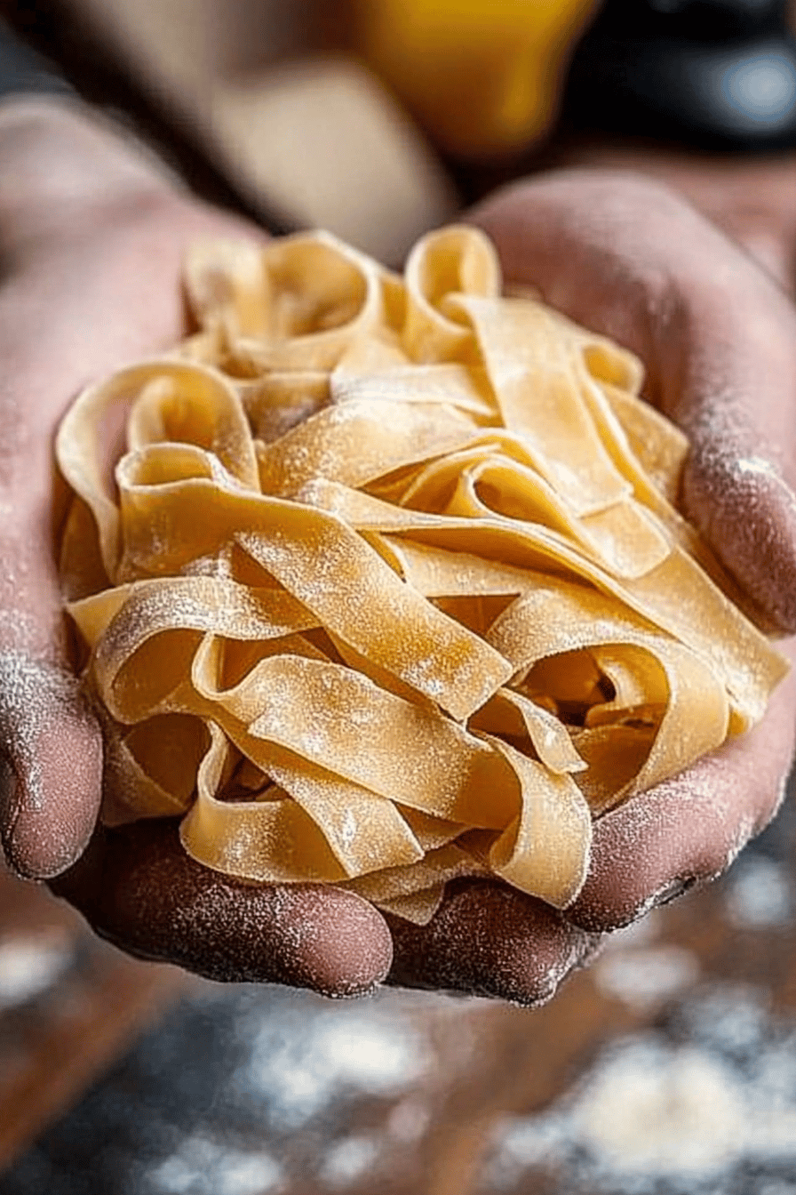 homemade pasta slice on plate showing perfect texture and swirl pattern