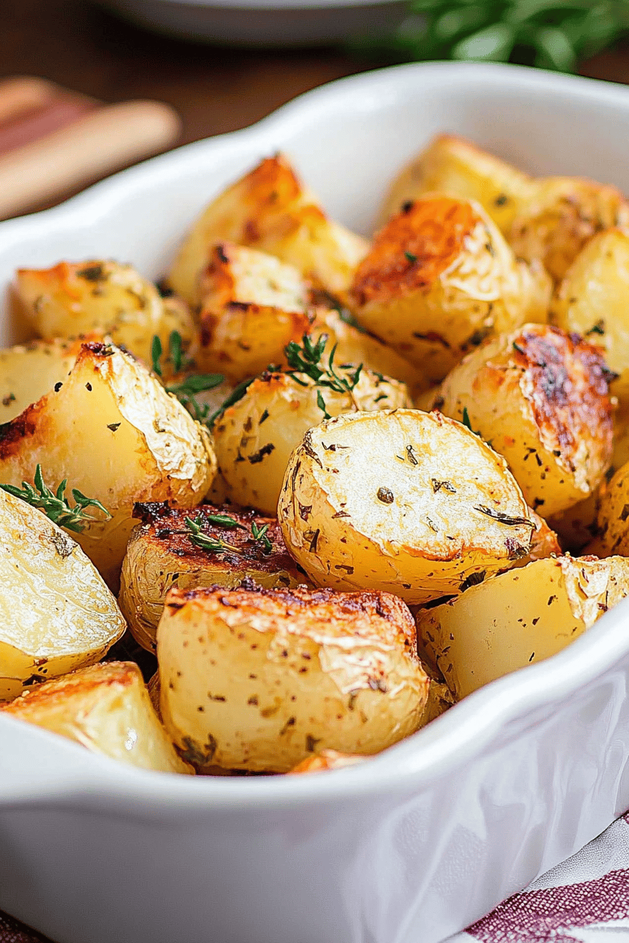 oven-roasted potatoes ingredients organized and measured on kitchen counter
