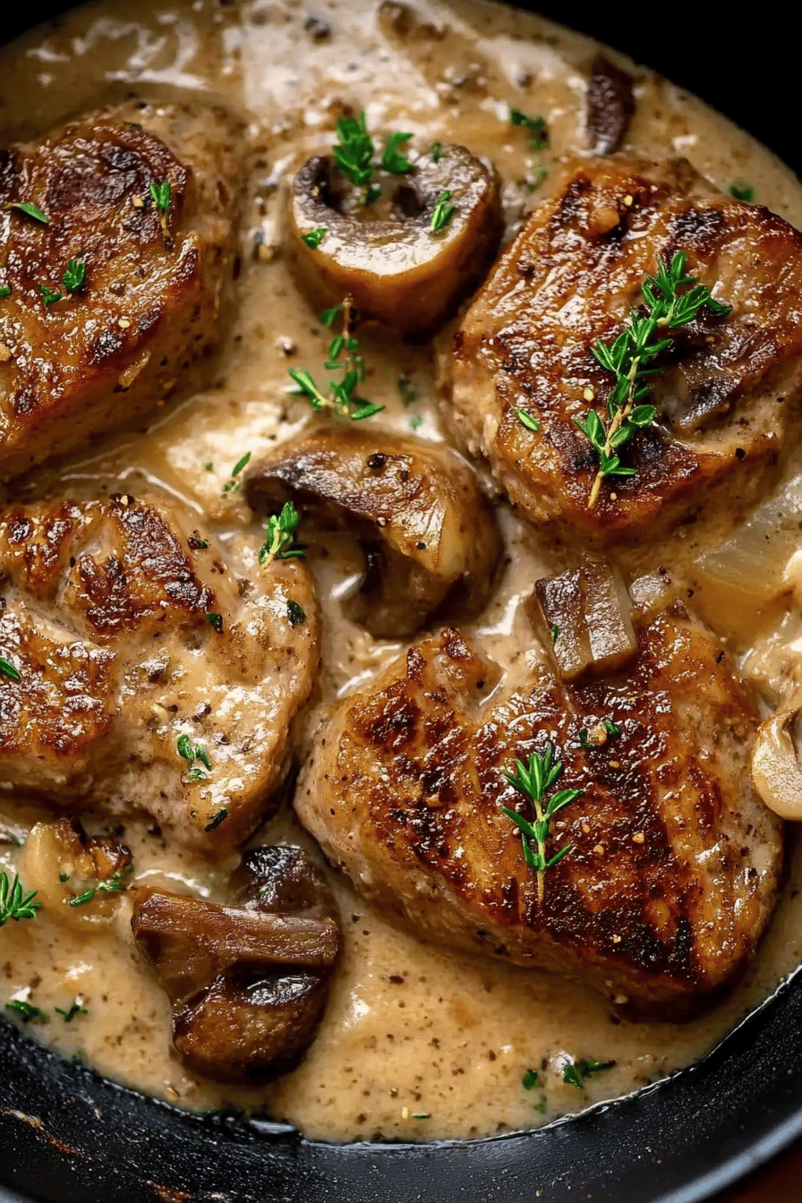 pork steak slice on plate showing perfect texture and swirl pattern