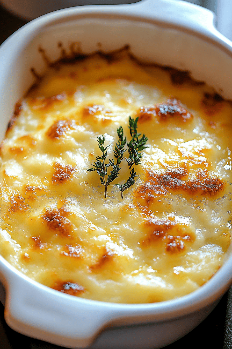potatoes au gratin ingredients organized and measured on kitchen counter