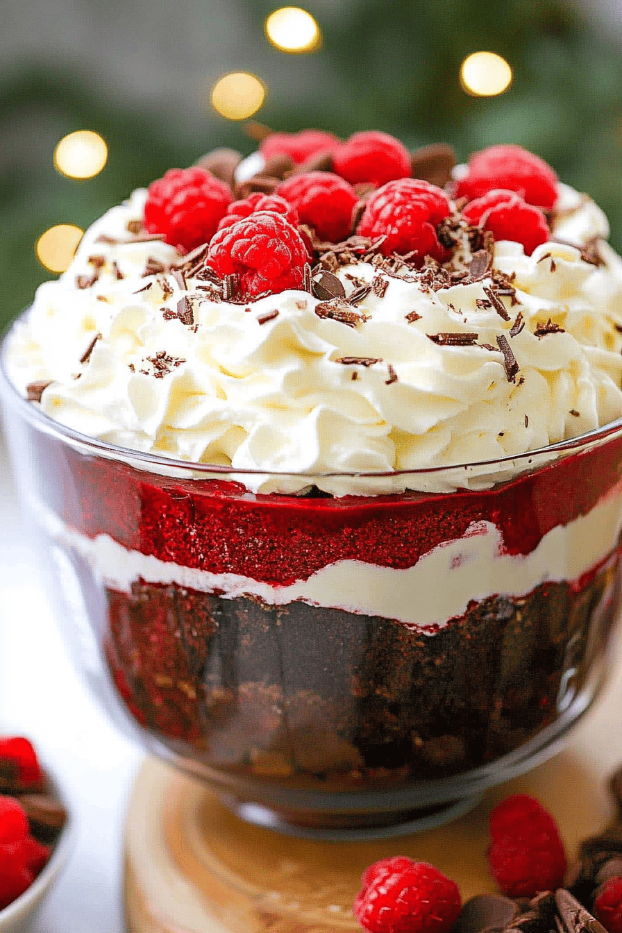 red velvet trifle ingredients organized and measured on kitchen counter