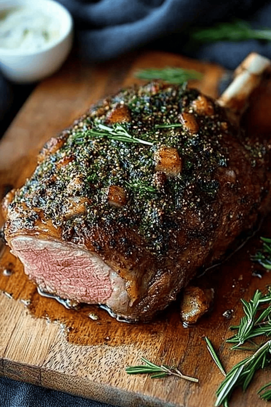 roast leg of lamb ingredients organized and measured on kitchen counter