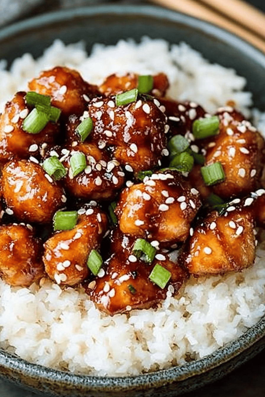 sesame chicken ingredients organized and measured on kitchen counter