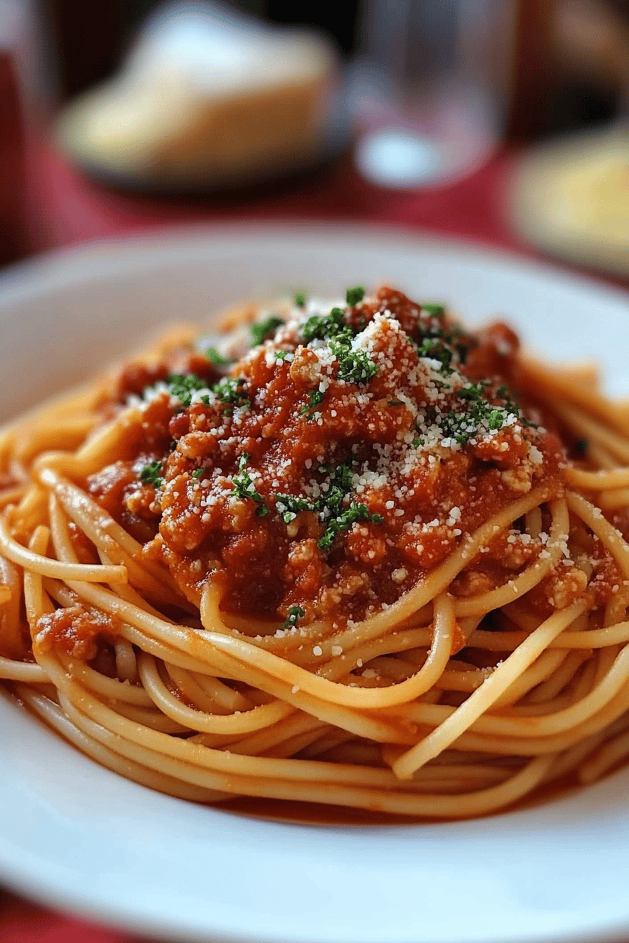spaghetti recipe ingredients organized and measured on kitchen counter