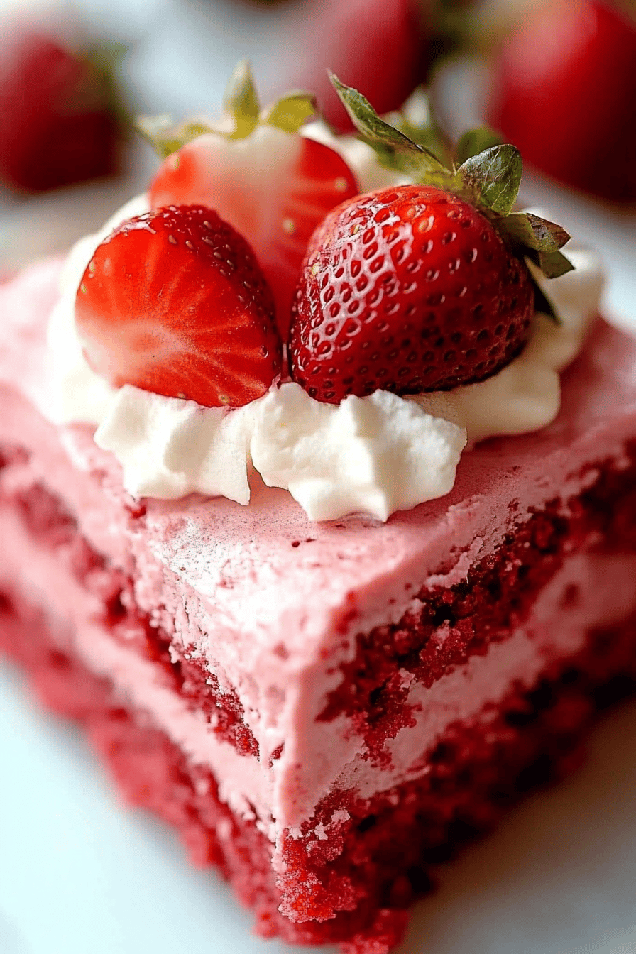 strawberry cake slice on plate showing perfect texture and swirl pattern