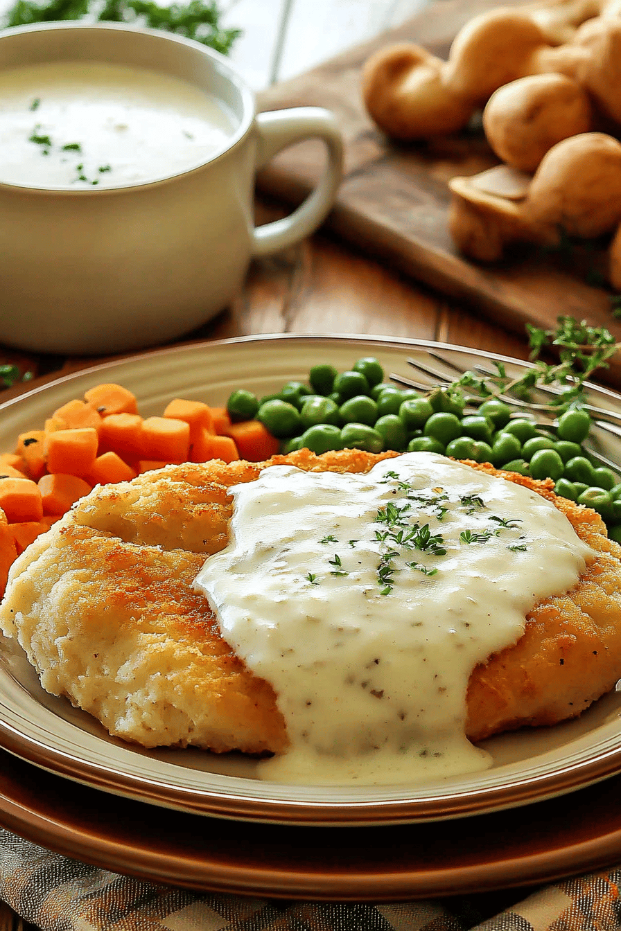 white gravy recipe slice on plate showing perfect texture and swirl pattern