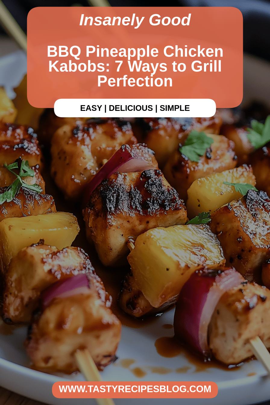 BBQ Pineapple Chicken Kabobs final dish beautifully presented and ready to serve