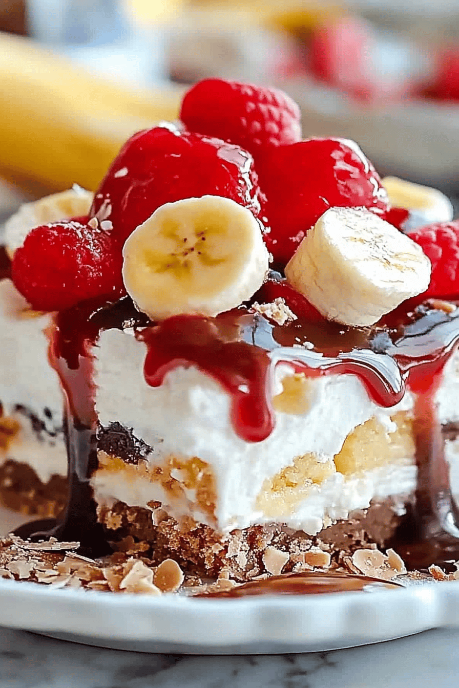 Banana Split slice on plate showing perfect texture and swirl pattern