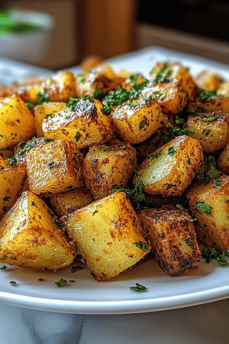 Breakfast Potatoes ingredients organized and measured on kitchen counter