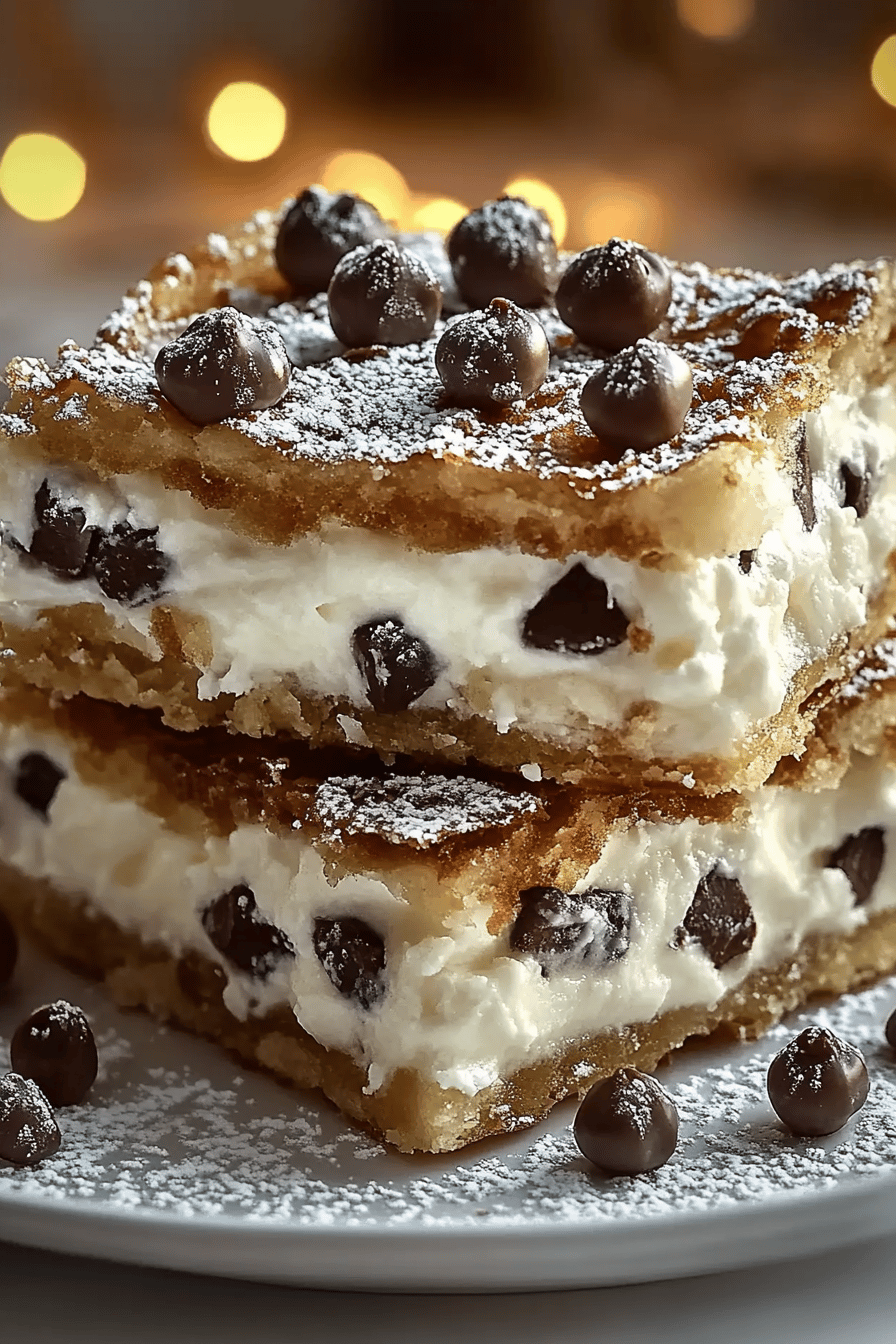 Cannoli squares slice on plate showing perfect texture and swirl pattern