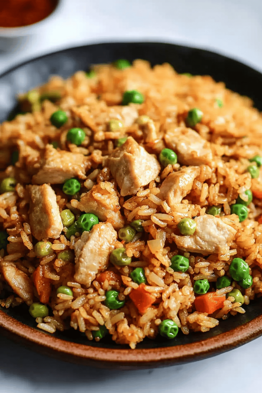 Chicken Fried Rice Recipe ingredients organized and measured on kitchen counter