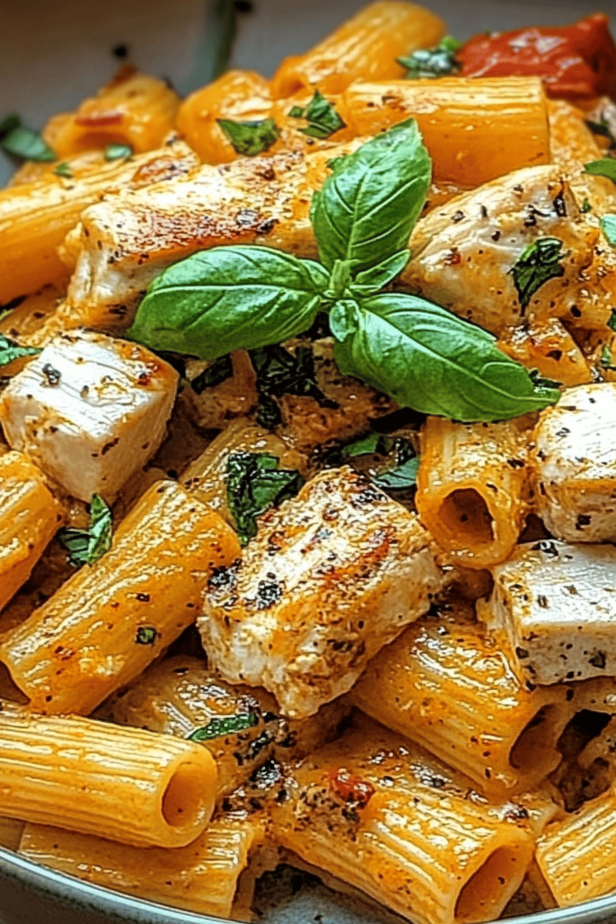 Chicken Rigatoni slice on plate showing perfect texture and swirl pattern