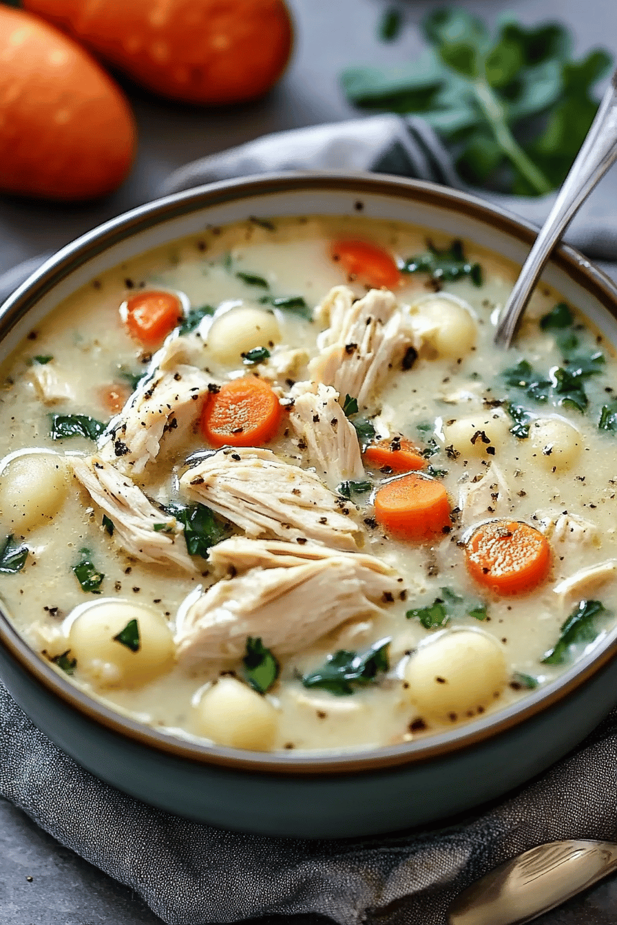 Chicken gnocchi soup ingredients organized and measured on kitchen counter