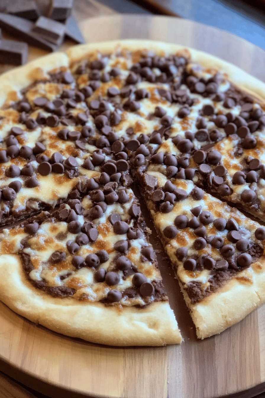 Chocolate Chip Dessert Pizza ingredients organized and measured on kitchen counter