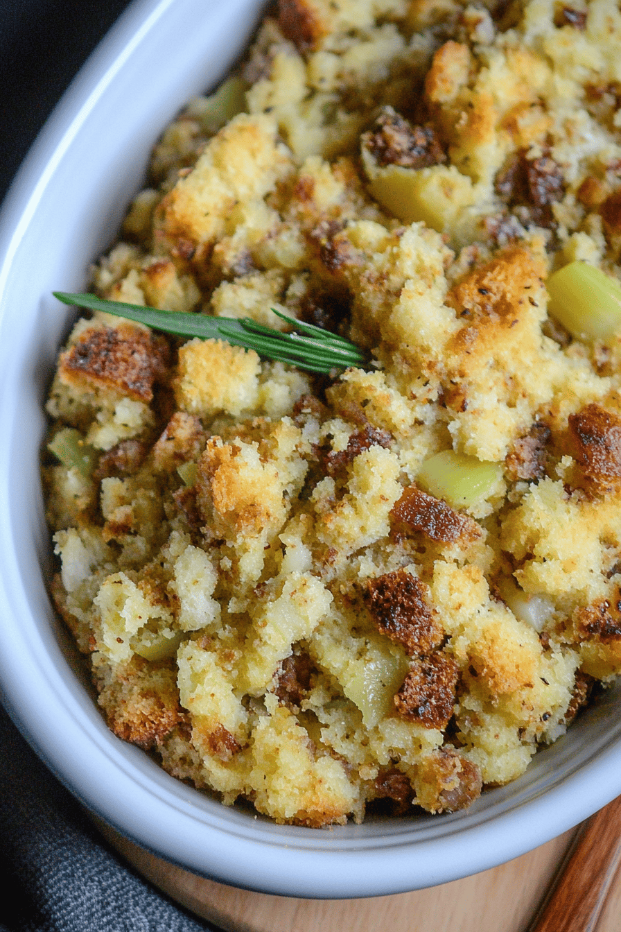 Crockpot stuffing ingredients organized and measured on kitchen counter