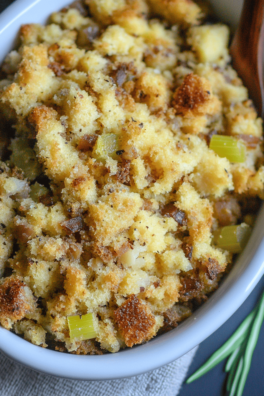 Crockpot stuffing slice on plate showing perfect texture and swirl pattern